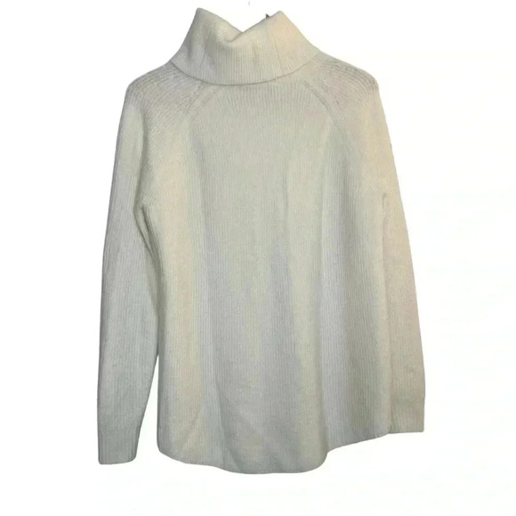 LOFT Ivory Soft Turtleneck Sweater Small Stretch Oversized Comfy Office Neutral - Picture 3 of 8